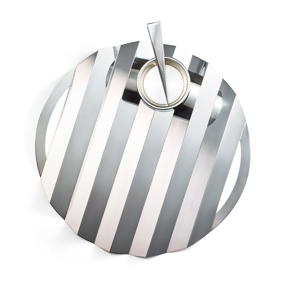 Apples & Honey Sterling Silver Tray and Bowl for Honey With Spatula - Contemporary and Modern Judaica Design For the Jewish Holiday  Rosh Hashana by Emil Shenfeld - Jerusalem, Israel